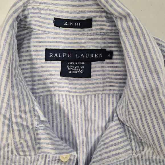 Ralph Lauren White and Blue Striped Shirt - Picture 3 of 7